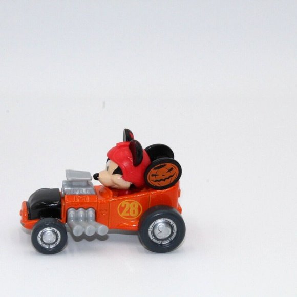 Disney Halloween Diecast Race Car Mickey Roadster Racer Mattel Orange Pumpkin 28 - Picture 2 of 7